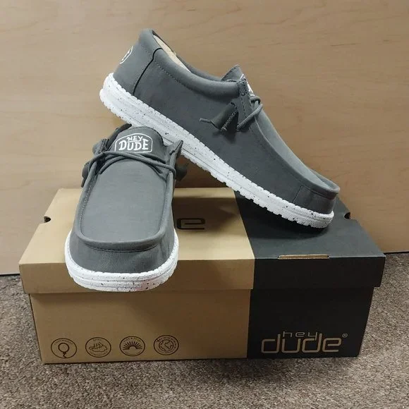 Hey Dude Shoes Hey Dude Wally Slub Canvas Casual Shoe Dark
